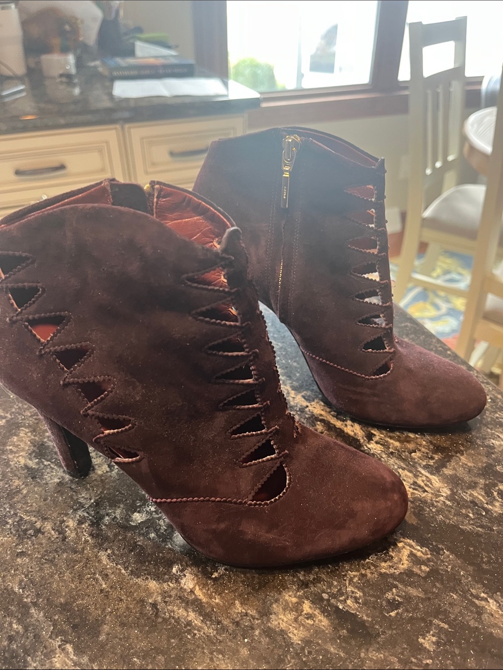 Aerin maroon cut out booties